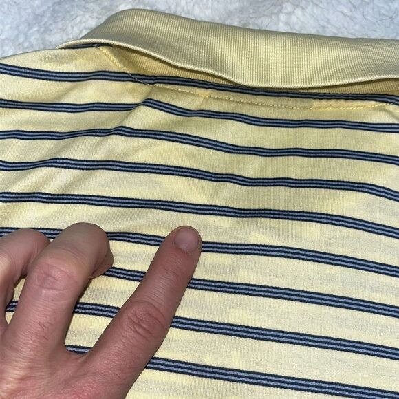 AMEN CORNER Shirt‎ XL Yellow Blue Striped Masters Pima Logo Polo Short Sleeve - Picture 9 of 9